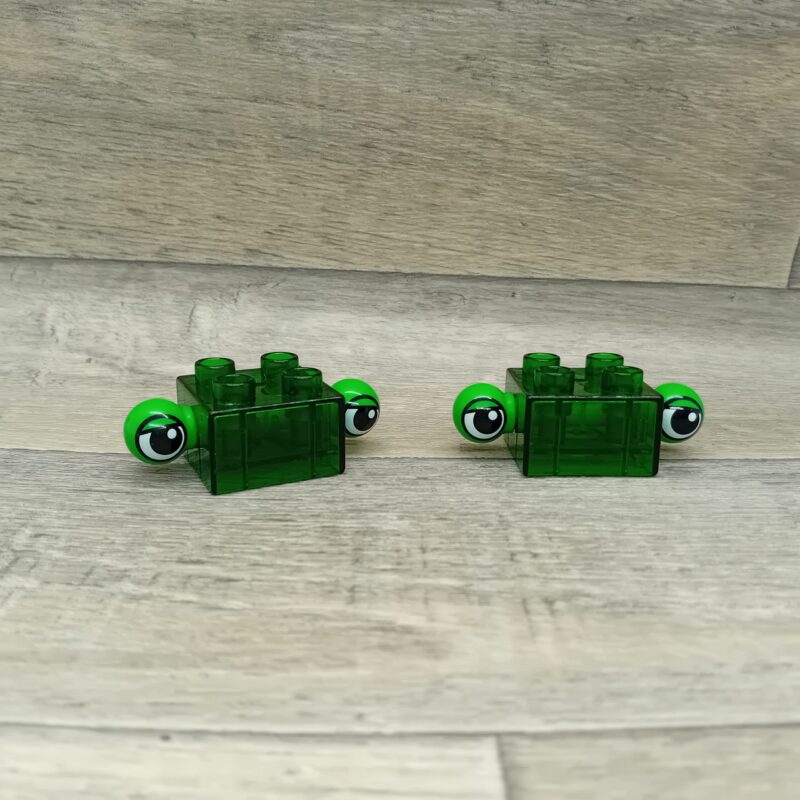 Duplo blok met afbeelding groen doorzichtig met 2 ogen