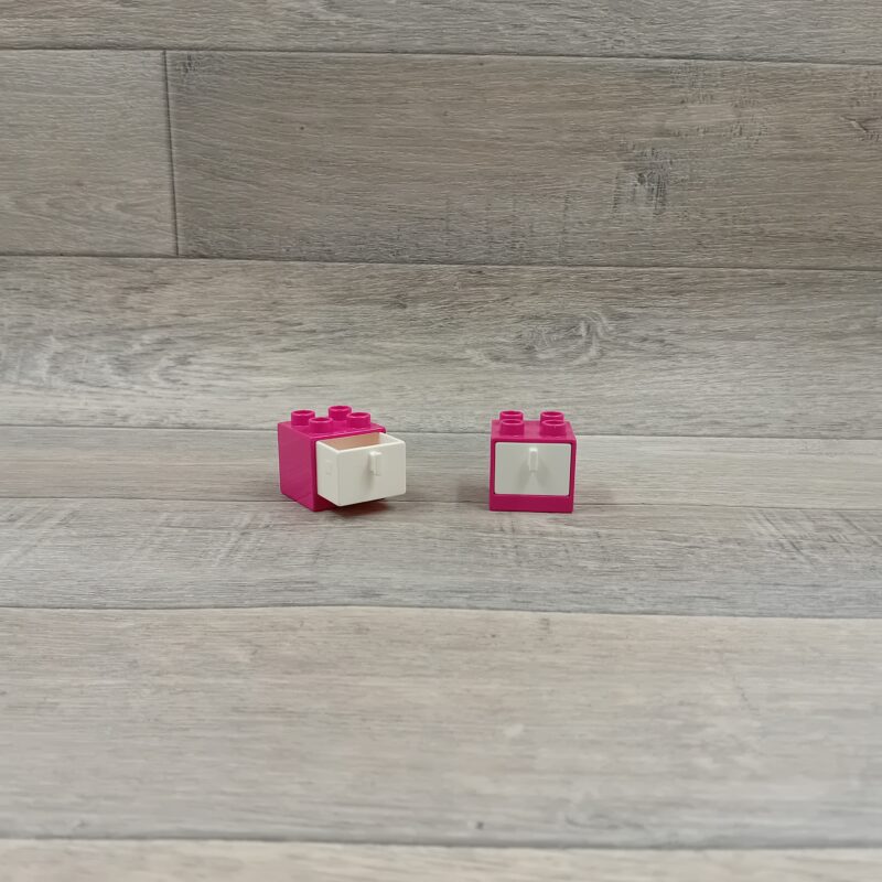 Duplo magenta/wit nachtkastje ladekastje