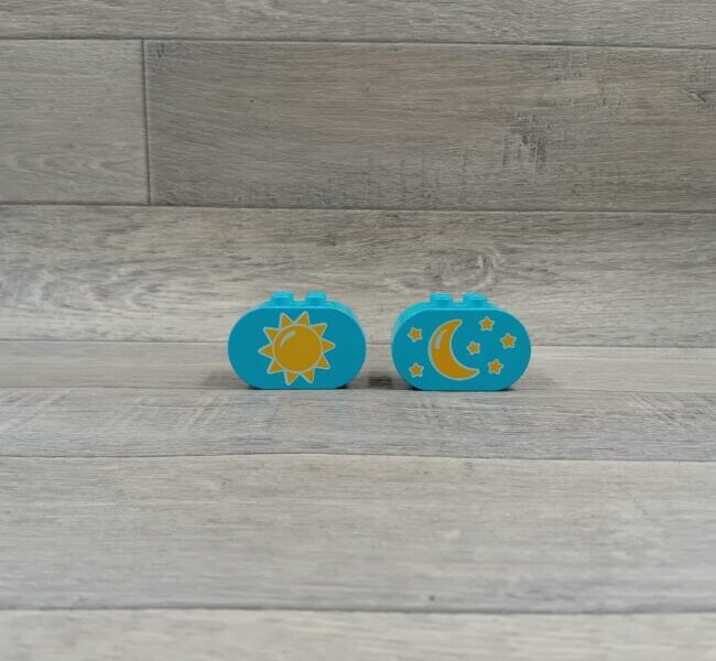 Duplo blok met afbeelding medium azuurblauw zon en maan
