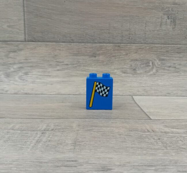 Duplo blok met afbeelding blauw wedstrijdvlag