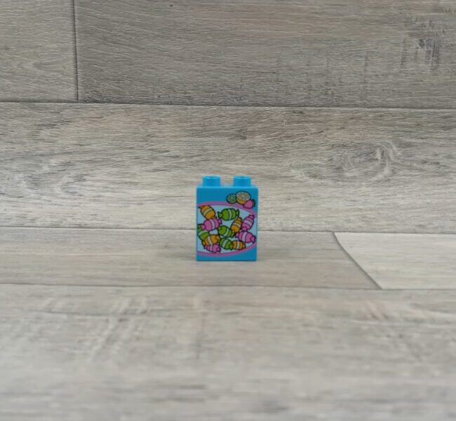 Duplo blok met afbeelding medium blauw snoepjes