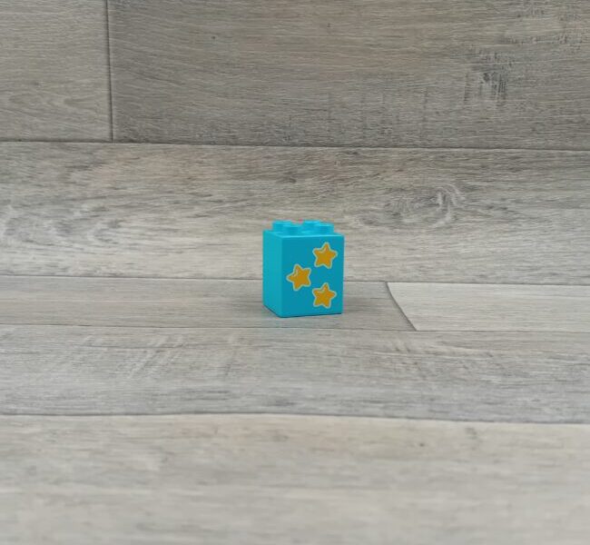 Duplo blok met afbeelding medium azuurblauw 3 sterren