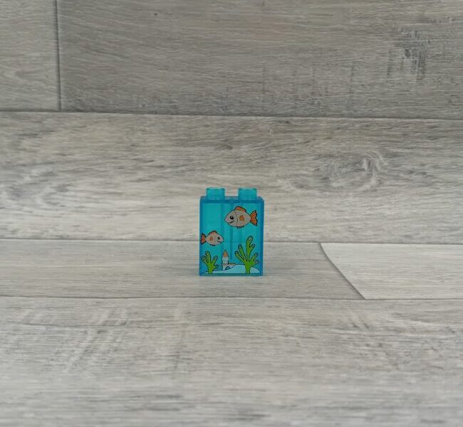 Duplo blok met afbeelding doorzichtig blauw vissenkom