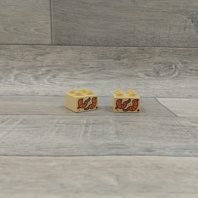 Duplo blok met afbeelding beige wormen