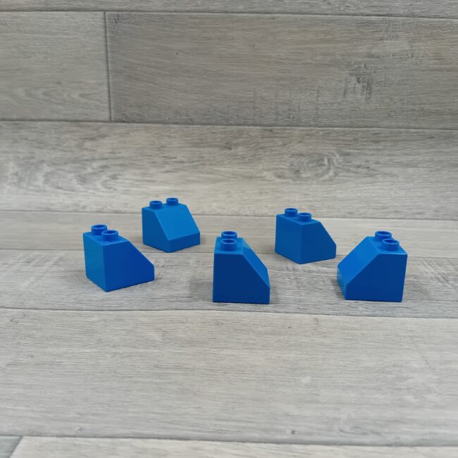 Duplo 2 nops blok met 1 schuine kant blauw (set van 5 stuks)