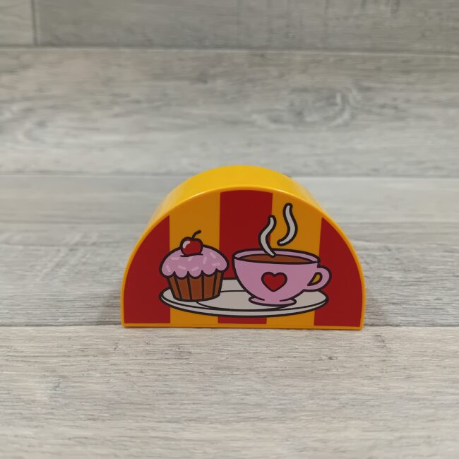 Duplo blok met afbeelding helder licht oranje koffiecorner / koffie met muffin
