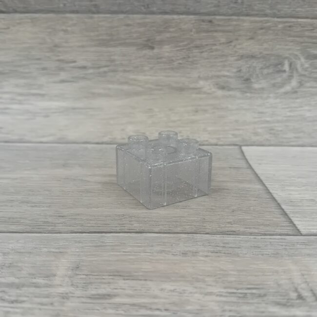 Duplo 4 nops blok doorzichtig met glitters