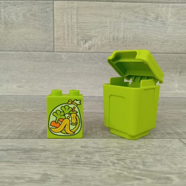 Duplo container kliko limoengroen met afval